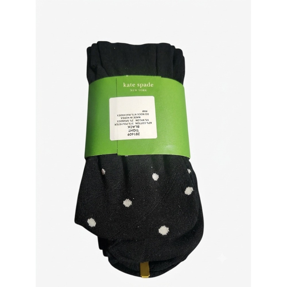Kate Spade New York Black Polka Dot Knit Tights Size M/L Cotton Blend NWT 281609